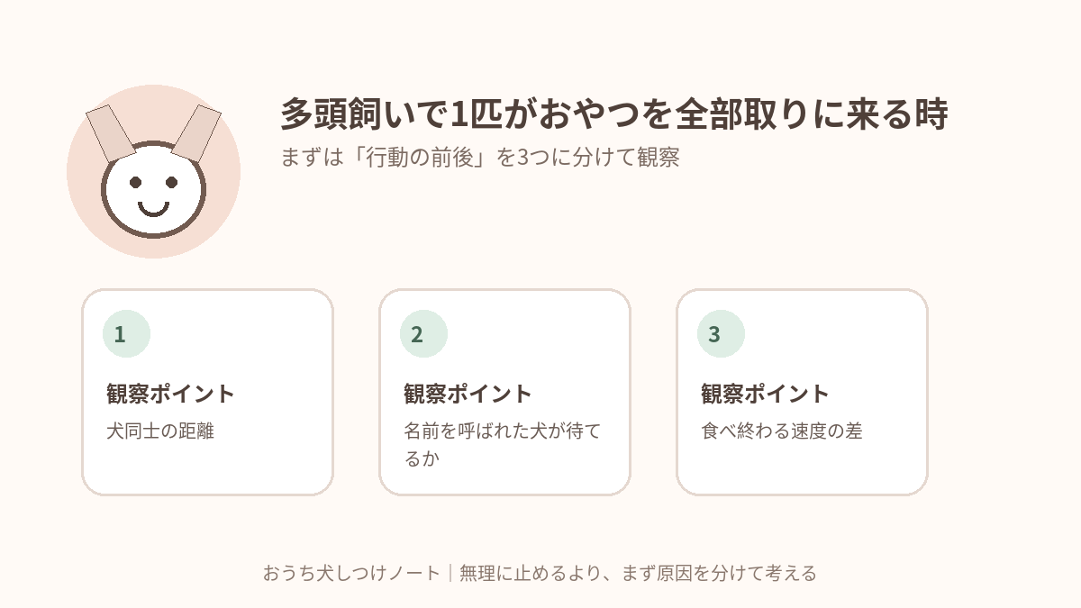 多頭飼いで1匹がおやつを全部取りに来る時｜取り合いを防ぐ渡し方と練習で確認したい3つの観察ポイント